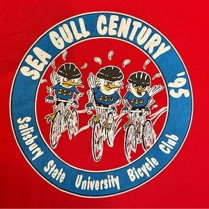 1995 VINTAGE Salisbury State University Bicycle Club, long sleeve tee, red, XL